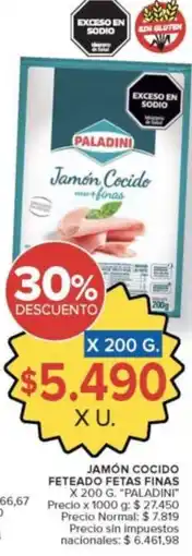 Carrefour Market Paladini jamón cocido finas oferta