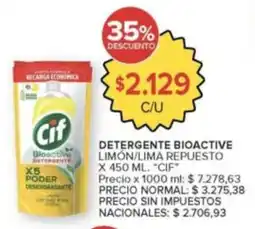 Carrefour Market Cif detergente bioactive limón/lima repuesto oferta
