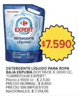 Carrefour Market Carrefour expert detergente liquido para ropa baja espuma oferta