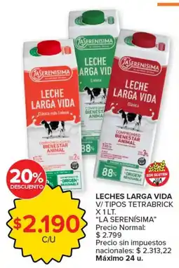Carrefour La serenisima leches larga vida oferta