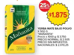 Carrefour Mañanita yerba mate bajo polvo oferta