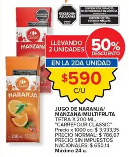 Carrefour Carrefour classic jugo de naranja/ manzana/multifruta oferta