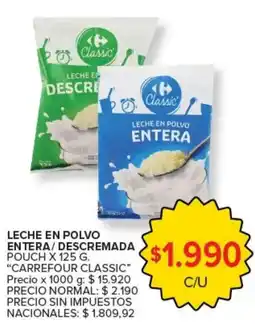 Carrefour Carrefour classic leche en polvo entera/ descremada oferta