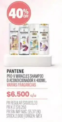 Pigmento Pantene pro-v miracles shampoo o acondicionador oferta
