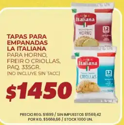 Supermercados Vea La italiana tapas para empanadas para horno, freir o criollas oferta