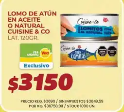 Supermercados Vea Cuisine & Co lomo de atún en aceite o natural oferta