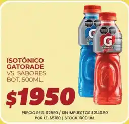 Supermercados Vea Gatorade isotónico vs. sabores oferta