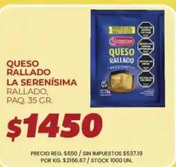 Supermercados Vea La serenisima queso rallado oferta