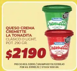 Supermercados Vea Tonadita queso crema cremette la tonadita clásico o light oferta