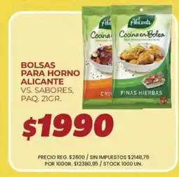 Supermercados Vea Alicante bolsas para horno vs. sabores oferta