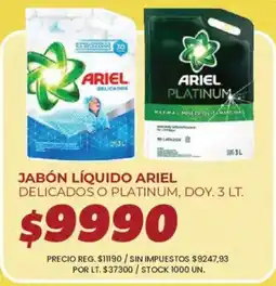 Supermercados Vea Ariel jabón líquido delicados o platinum oferta