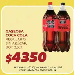 Supermercados Vea Coca cola gaseosa regular o sin azúcar oferta