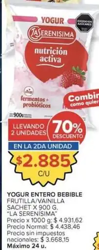 Carrefour Market Yogur entero bebible frutilla/vainilla oferta