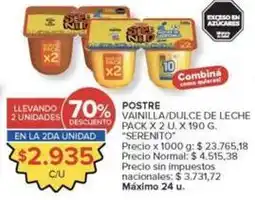 Carrefour Market Serenito - postre vainilla/dulce de leche oferta