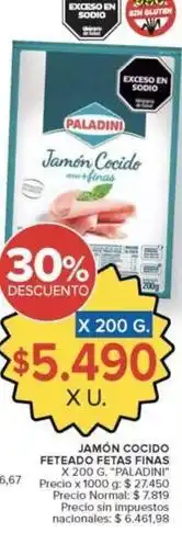 Carrefour Market Paladini - jamón cocido feteado fetas finas oferta