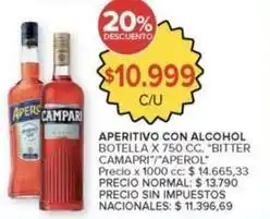 Carrefour Market Campari - aperitivo con alcohol bot. x 750 cc. bitter camapri/aperol oferta