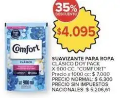 Carrefour Market Comfort - suavizante para ropa clásico doy pack oferta