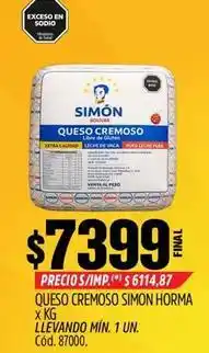 Supermercados Yaguar Queso cremoso horma oferta