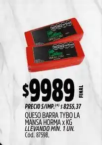 Supermercados Yaguar Queso barra tybo la mansa horma x kg cód. 87598 oferta