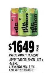 Supermercados Yaguar Dr. lemon - aperitivo dr.lemon lata x 473 ml cód. 87270/2600 oferta