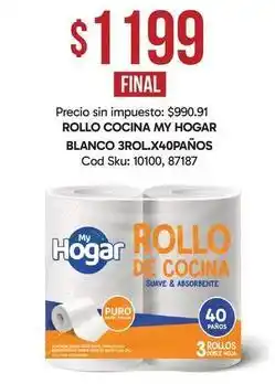Supermercados Yaguar My hogar - rollo cocina my hogar blanco 3 rol. x 40 paños oferta