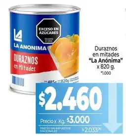 La Anonima La anónima - duraznos en mitades oferta