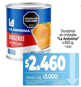 La anónima - duraznos en mitades