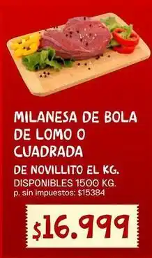 Supermercados Vea Milanesa de bola de lomo o cuadrada oferta