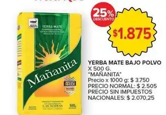 Mañanita - yerba mate bajo polvo