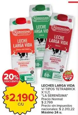 Carrefour Market La serenísima - leches larga vida v/ tipos tetrabrick oferta