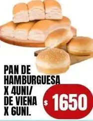 Supermercados Mariano Max Pan de hamburguesa x 4uni / de viena x 6uni oferta