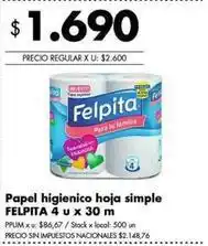 Disco Felpita - papel higienico hoja simple oferta