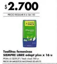 Disco Siempre libre - toallitas femeninas adapt plus oferta