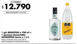 Disco 1 gin x 700 ml + 1 gaseosa descartable x 1,5 l oferta