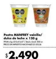 Disco Manfrey - postre vainilla/dulce de leche oferta