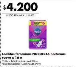 Disco Nosotras - toallitas femeninas nocturnas suave oferta
