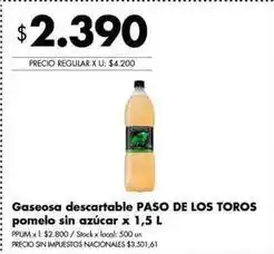 Disco Paso de los toros - gaseosa descartable pomelo sin azúcar oferta