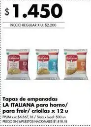 Disco La italiana - tapas de empanadas para horno/para freir/criollas oferta
