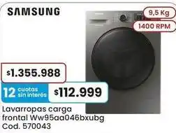 Coto Samsung - lavarropas carga frontal ww95aa046bxubg cod. 570043 oferta