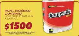 Supermercados Vea Campanita - papel higiénico hoja simple oferta