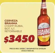 Supermercados Vea Brahma - chopp rubia, bot. 1lt. retornable oferta