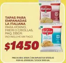 Supermercados Vea La italiana - tapas para empanadas oferta