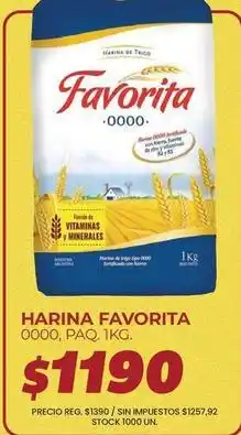Supermercados Vea Favorita - harina 0000, paq. 1kg oferta