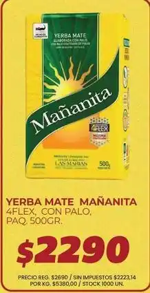 Supermercados Vea Mañanita - yerba mate 4flex, con palo oferta