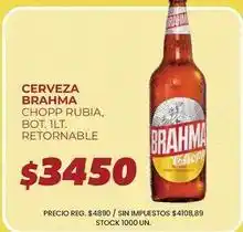Supermercados Vea Brahma - cerveza chopp rubia, bot. 1lt. retornable oferta