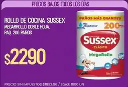 Supermercados Vea Sussex - rollo de cocina megarrollo doble hoja, paq. 200 paños oferta