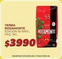 Supermercados Vea Rosamonte - yerba rosamonte edición 55 aniv., paq. 1kg oferta