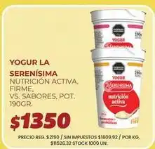 Supermercados Vea La serenísima - yogur nutrucion activa, firme, vs. sabores, pot oferta
