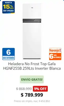 Casa del Audio Heladera No Frost Top Gafa oferta