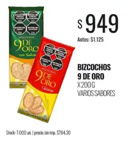 Supermercados Tadicor Bizcochos 9 de oro varios sabores oferta